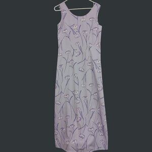 Maxi Dress Womens 8 Lavender Floral Sleeveless 90s Party Elegant Boutique Europa